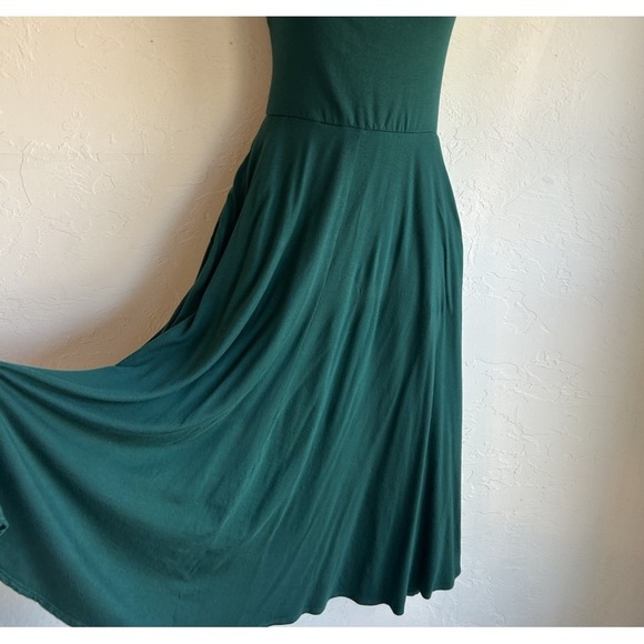 Reformation Jeans Zarina Midi Dress L Dark Green Pockets Quiet Luxury Casual - Picture 5 of 8
